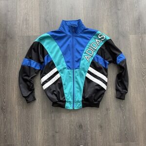 Adidas Vintage 80s Color Block  Jacket Mens Medium Full Zip Retro Sporty 90s